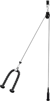 GORILLA SPORTS® Kabelkabel, fitnesssysteem, 2 m stalen kabel, katrol, triceps-touw, Olympische laadstift, halterschijfhouder, tot 150 kg, zwart - kabelaccessoires, home gym apparatuur